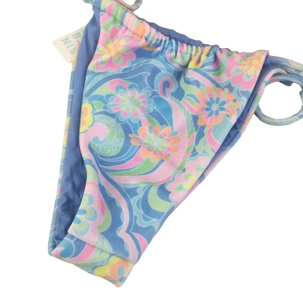 New Frankie’s bikinis Tia terry thong bottom bikini Sunshower Size X-Large